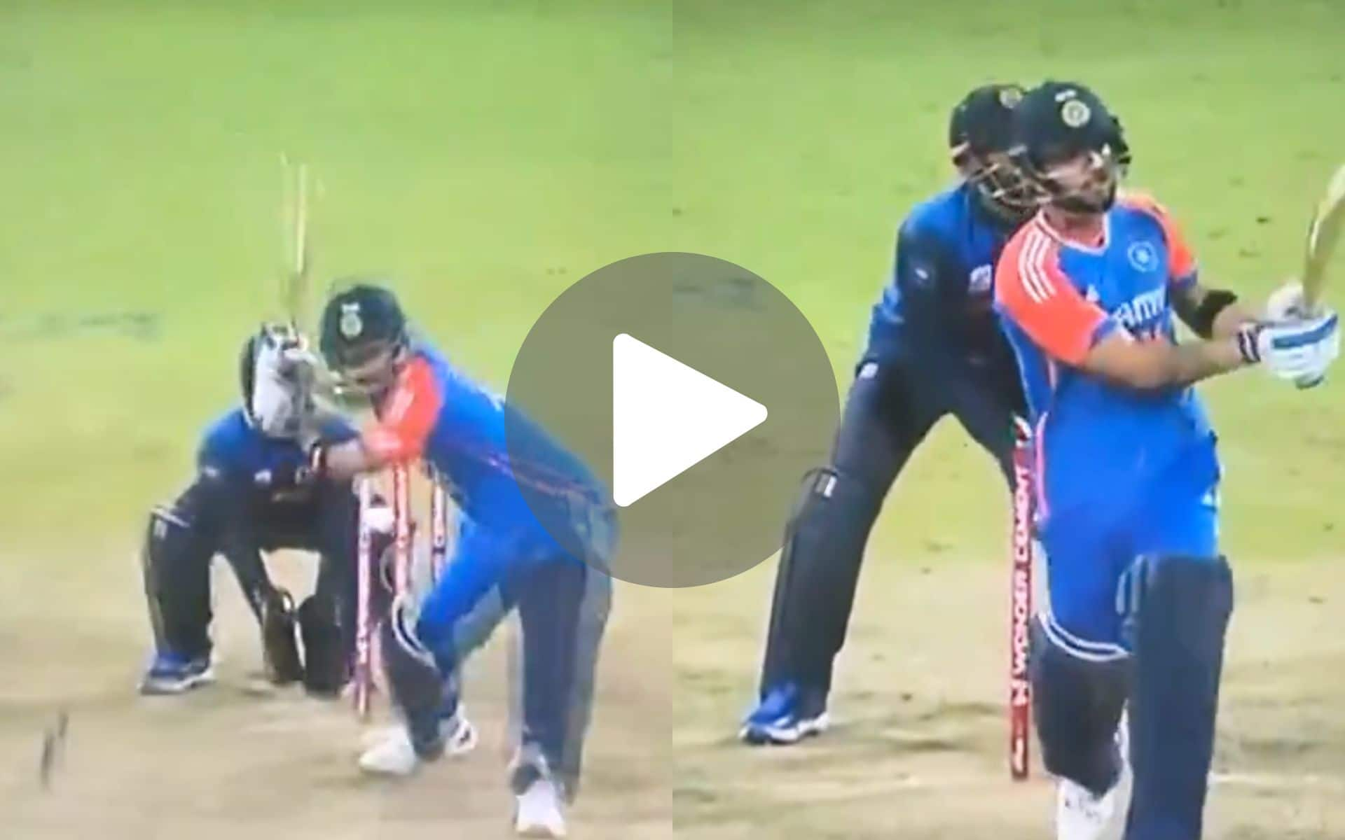 [Watch] Riyan Parag Counter Attacks For India With Two Huge Hits vs Hasaranga